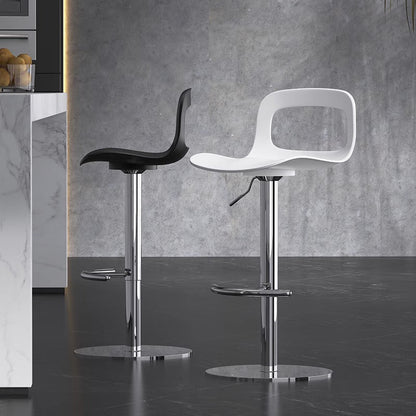 Modern Minimalist Square Rectangular PP Stainless Steel Swivel Height-adjustable Bar Stool Backrest Armless For Dining Room & Kitchen