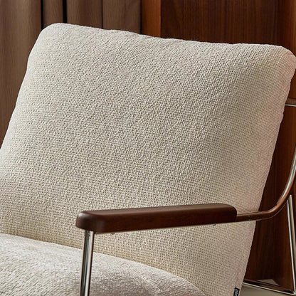 Modern Minimalist Square Rectangular Chenille Ash Wood Stainless Steel Saddle Leather Removable Rocking Chair Backrest Armrest For Living Room
