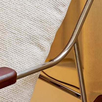 Modern Minimalist Square Rectangular Chenille Ash Wood Stainless Steel Saddle Leather Removable Rocking Chair Backrest Armrest For Living Room