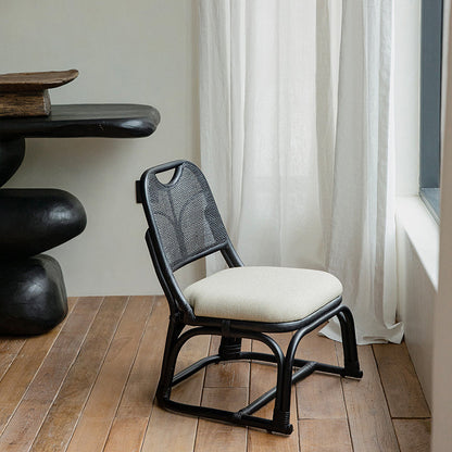 Contemporary Boho Square Cotton-linen Rattan Agate Rattan Weaving Low Stool For Living Room