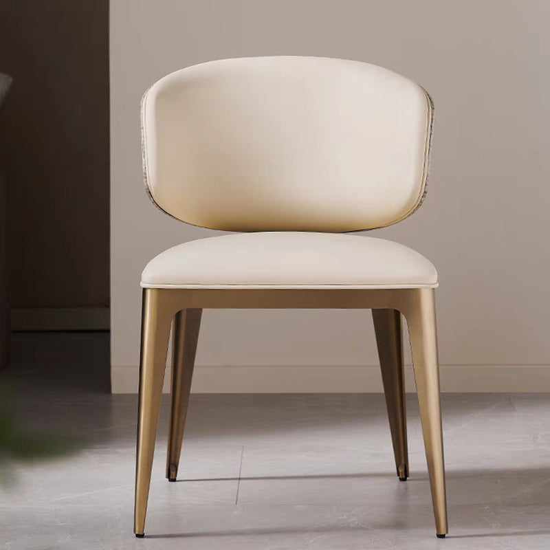 Contemporary Luxury Square Rectangular Microfiber Leather Stainless Steel Dining Chair Backrest Armless For Dining Room & Kitchen