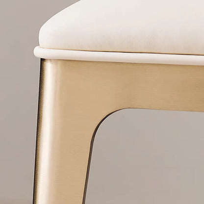 Contemporary Luxury Square Rectangular Microfiber Leather Stainless Steel Dining Chair Backrest Armless For Dining Room & Kitchen