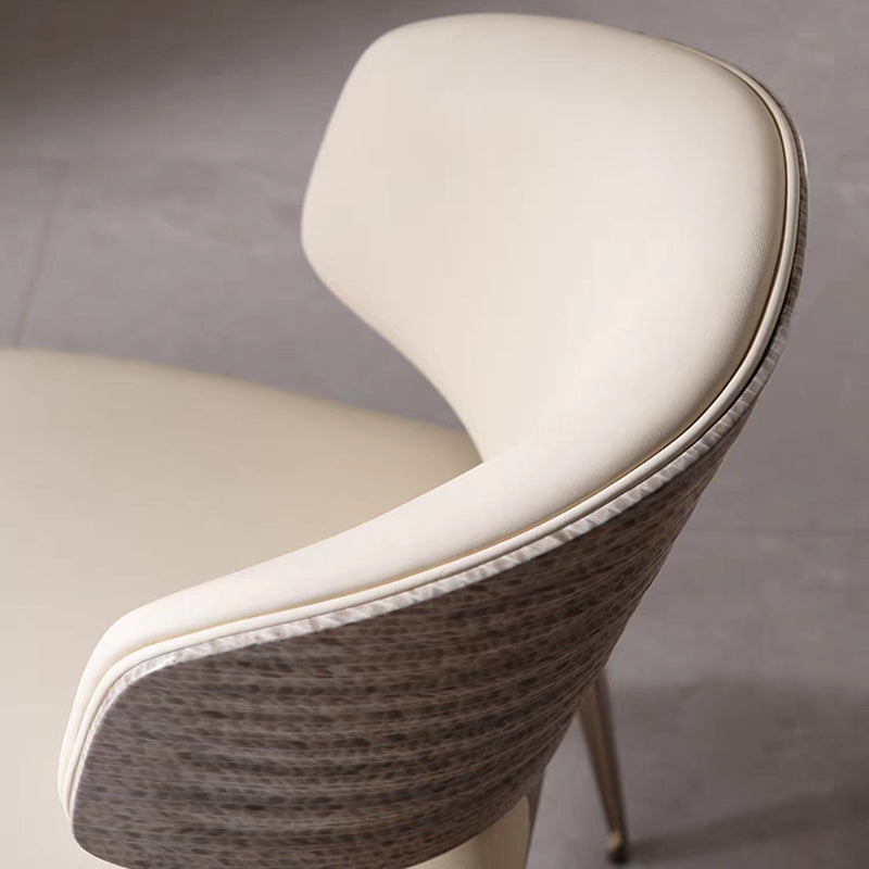 Contemporary Luxury Square Rectangular Microfiber Leather Stainless Steel Dining Chair Backrest Armless For Dining Room & Kitchen
