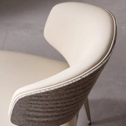 Contemporary Luxury Square Rectangular Microfiber Leather Stainless Steel Dining Chair Backrest Armless For Dining Room & Kitchen