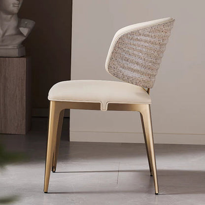 Contemporary Luxury Square Rectangular Microfiber Leather Stainless Steel Dining Chair Backrest Armless For Dining Room & Kitchen