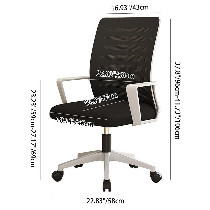 Modern Minimalist Square Mesh Fabric Nylon Swivel Height Adjustable Movable Desk Chair Backrest Armrest For Home Office