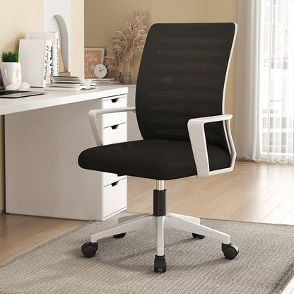 Modern Minimalist Square Mesh Fabric Nylon Swivel Height Adjustable Movable Desk Chair Backrest Armrest For Home Office