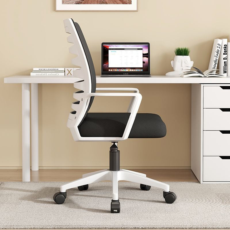Modern Minimalist Square Mesh Fabric Nylon Swivel Height Adjustable Movable Desk Chair Backrest Armrest For Home Office