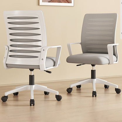 Modern Minimalist Square Mesh Fabric Nylon Swivel Height Adjustable Movable Desk Chair Backrest Armrest For Home Office
