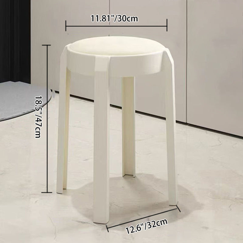 Modern Minimalist Round PU Leather PP Stackable Dining Chair Backrest Armrest For Dining Room & Kitchen