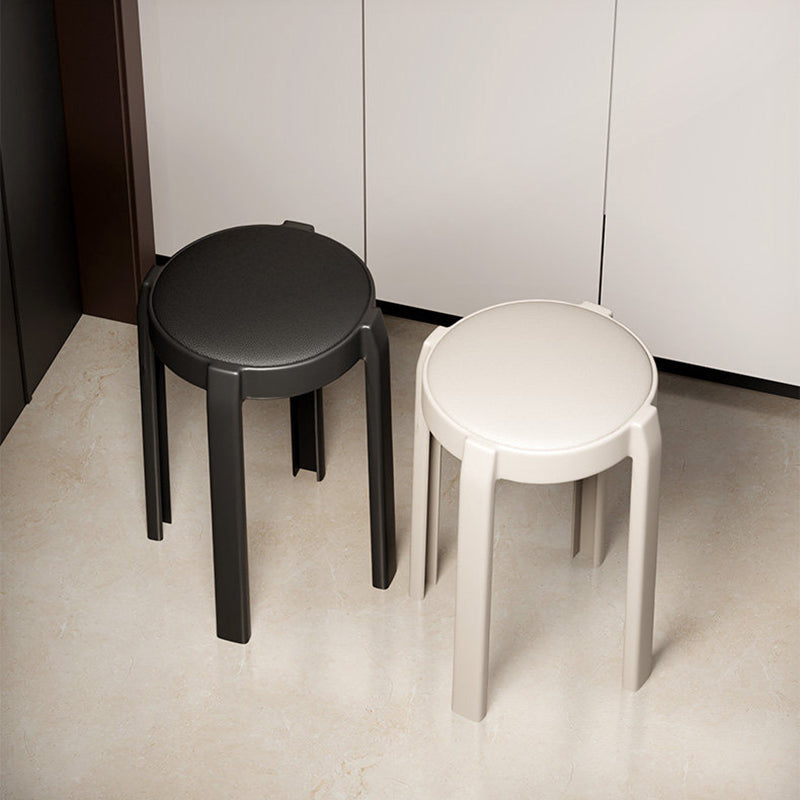 Modern Minimalist Round PU Leather PP Stackable Dining Chair Backrest Armrest For Dining Room & Kitchen