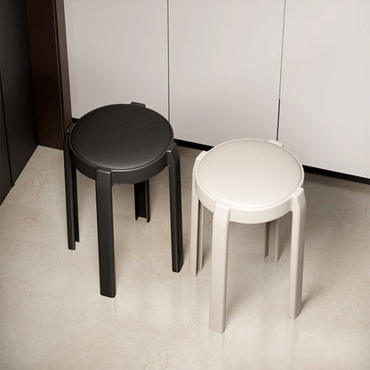 Modern Minimalist Round PU Leather PP Stackable Dining Chair Backrest Armrest For Dining Room & Kitchen