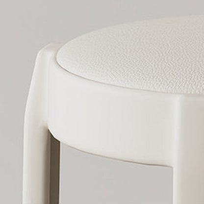 Modern Minimalist Round PU Leather PP Stackable Dining Chair Backrest Armrest For Dining Room & Kitchen