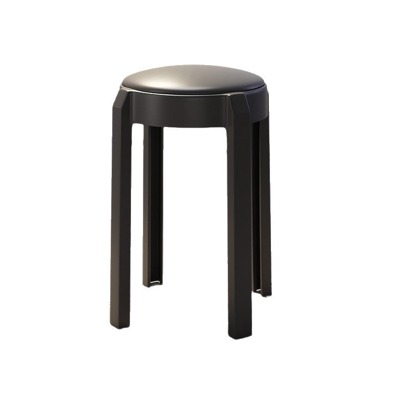 Modern Minimalist Round PU Leather PP Stackable Dining Chair Backrest Armrest For Dining Room & Kitchen