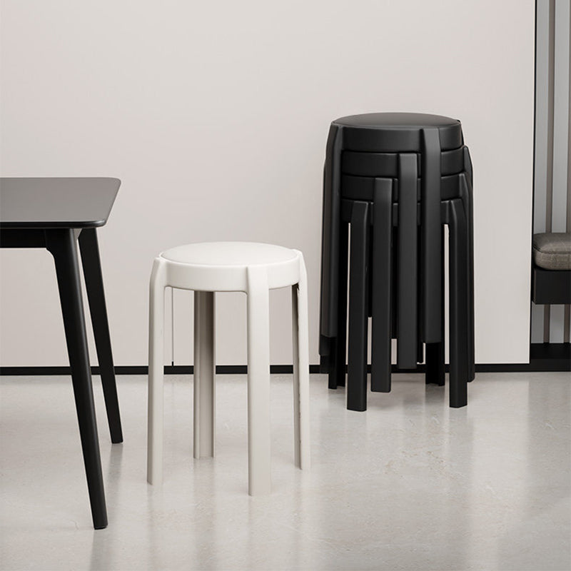 Modern Minimalist Round PU Leather PP Stackable Dining Chair Backrest Armrest For Dining Room & Kitchen