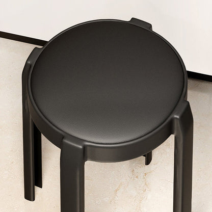 Modern Minimalist Round PU Leather PP Stackable Dining Chair Backrest Armrest For Dining Room & Kitchen