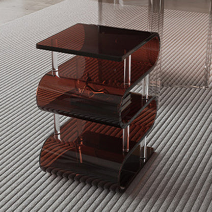 Contemporary Nordic Square Acrylic Storage Low Stool For Living Room