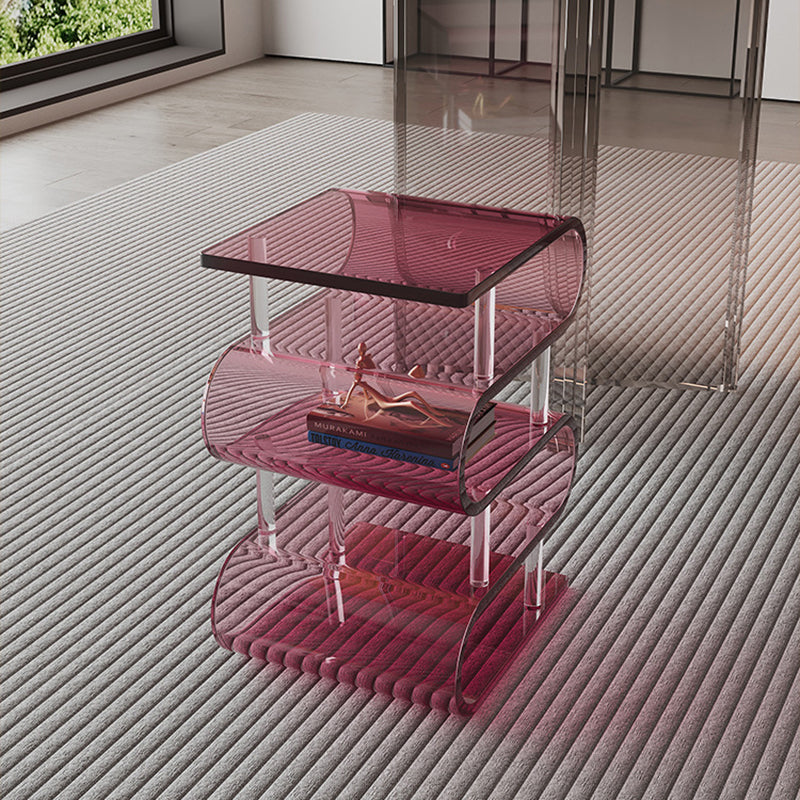 Contemporary Nordic Square Acrylic Storage Low Stool For Living Room