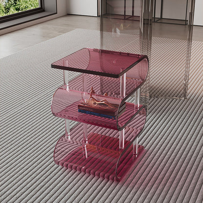 Contemporary Nordic Square Acrylic Storage Low Stool For Living Room