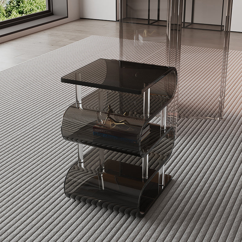 Contemporary Nordic Square Acrylic Storage Low Stool For Living Room