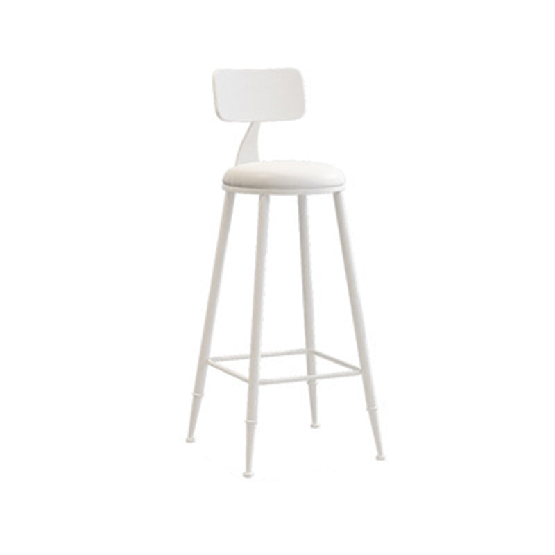 Modern Minimalist Round PU Leather Galvanized Steel Bar Stool Backrest Armless For Dining Room & Kitchen