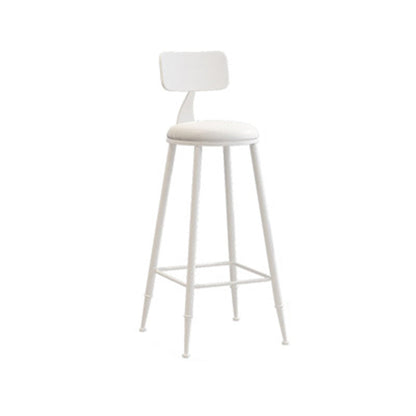 Modern Minimalist Round PU Leather Galvanized Steel Bar Stool Backrest Armless For Dining Room & Kitchen