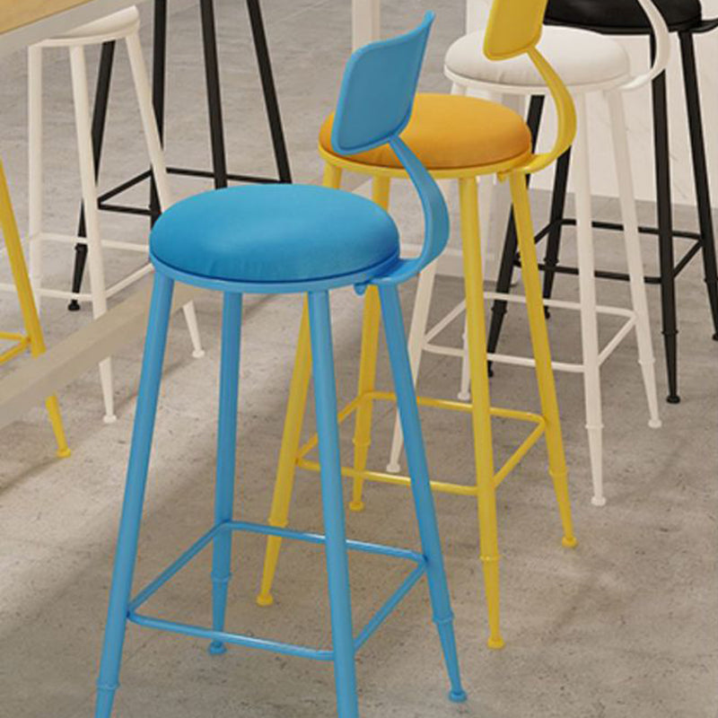 Modern Minimalist Round PU Leather Galvanized Steel Bar Stool Backrest Armless For Dining Room & Kitchen