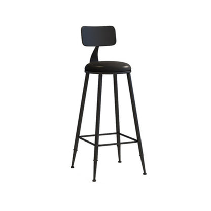Modern Minimalist Round PU Leather Galvanized Steel Bar Stool Backrest Armless For Dining Room & Kitchen