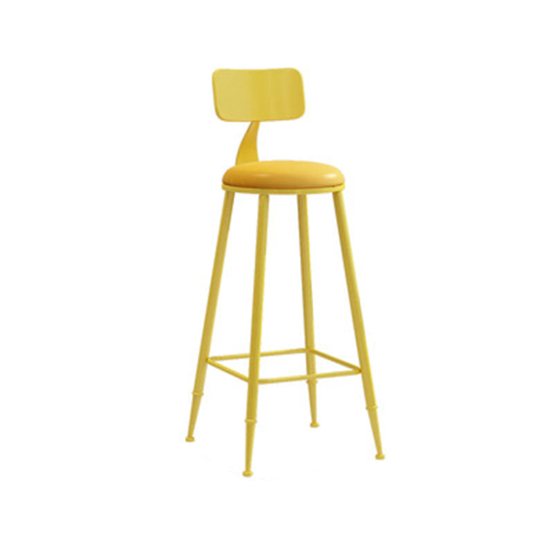 Modern Minimalist Round PU Leather Galvanized Steel Bar Stool Backrest Armless For Dining Room & Kitchen