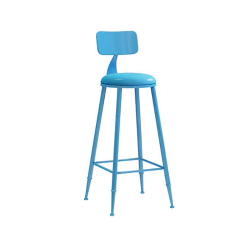 Modern Minimalist Round PU Leather Galvanized Steel Bar Stool Backrest Armless For Dining Room & Kitchen