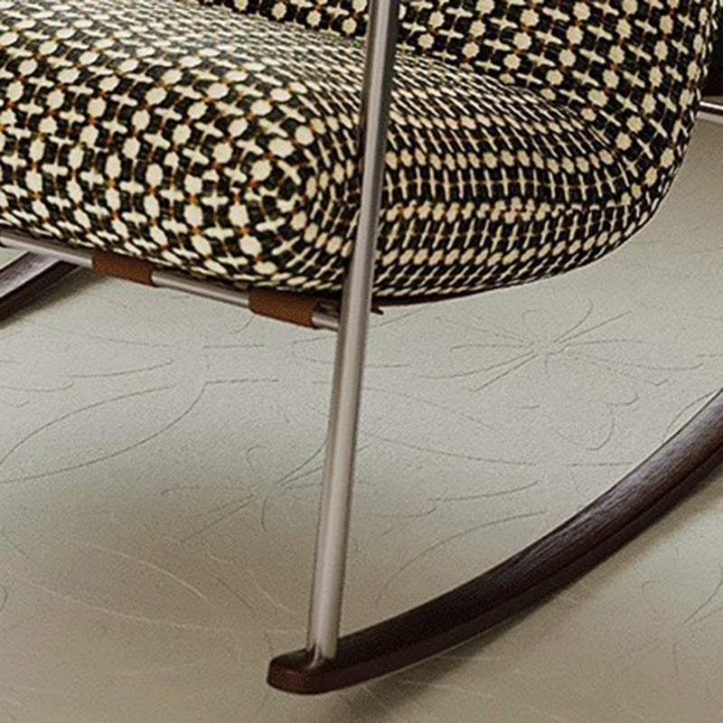Contemporary Nordic Square Rectangular Woven Fabric Ash Wood Stainless Steel Removable Rocking Chair Backrest Armrest For Living Room