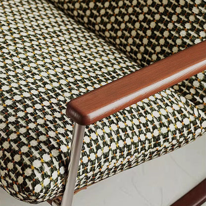 Contemporary Nordic Square Rectangular Woven Fabric Ash Wood Stainless Steel Removable Rocking Chair Backrest Armrest For Living Room