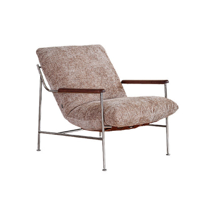Contemporary Nordic Square Rectangular Saddle Leather Chenille Stainless Steel Removable Accent Chair Backrest Armrest For Living Room