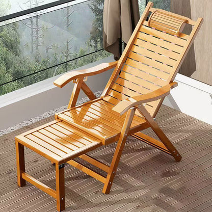 Traditional Chinese Rectangular Bamboo Wood Foldable Recliner Backrest Armrest For Living Room