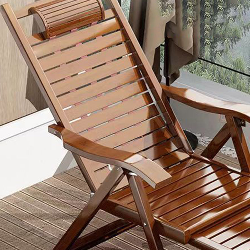 Traditional Chinese Rectangular Bamboo Wood Foldable Recliner Backrest Armrest For Living Room