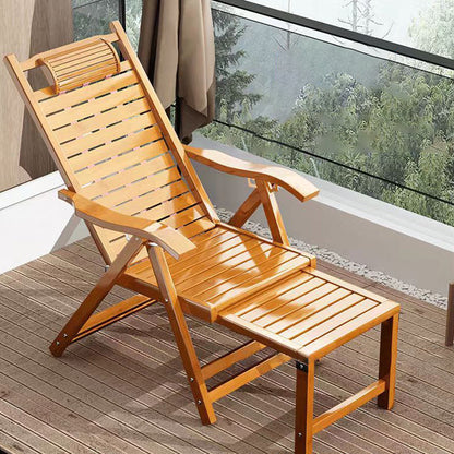 Traditional Chinese Rectangular Bamboo Wood Foldable Recliner Backrest Armrest For Living Room