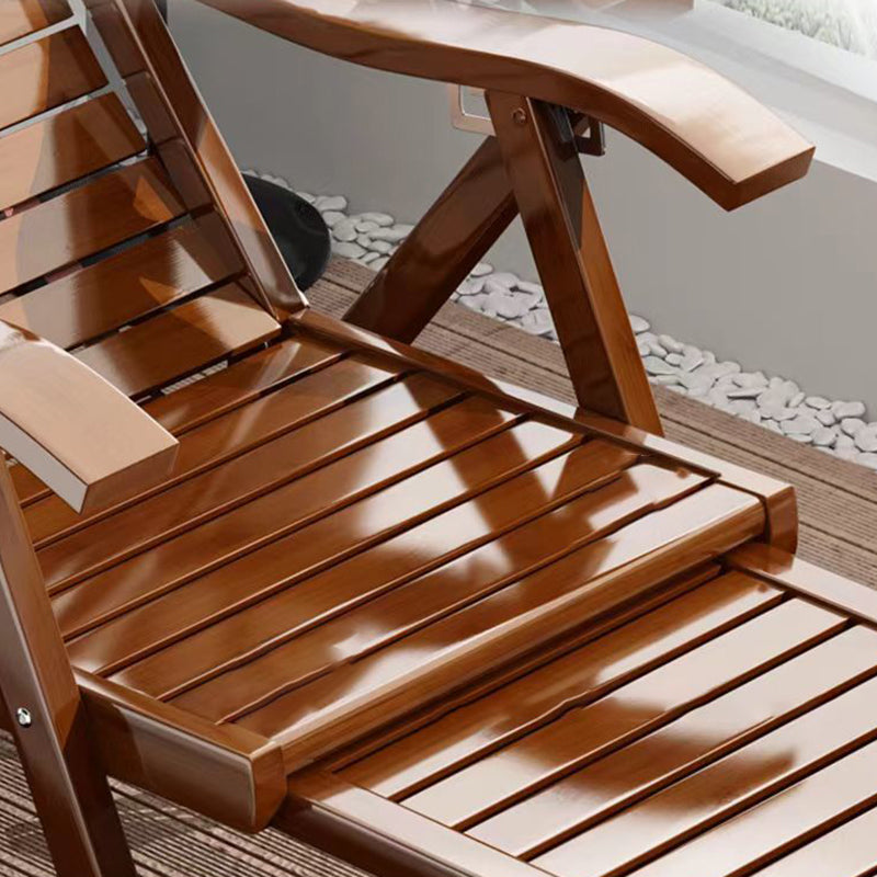 Traditional Chinese Rectangular Bamboo Wood Foldable Recliner Backrest Armrest For Living Room