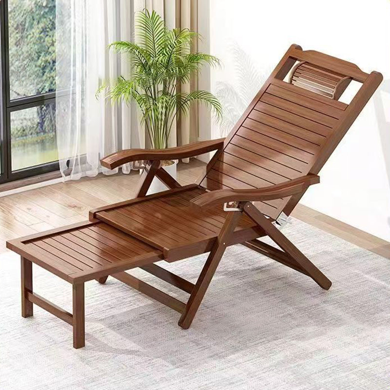 Traditional Chinese Rectangular Bamboo Wood Foldable Recliner Backrest Armrest For Living Room