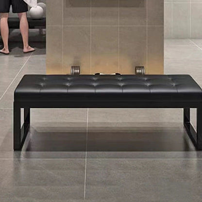 Modern Minimalist Rectangular Cat Scratch Leather Steel Bench For Entryways