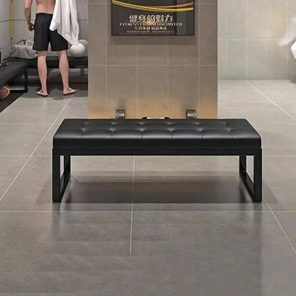 Modern Minimalist Rectangular Cat Scratch Leather Steel Bench For Entryways