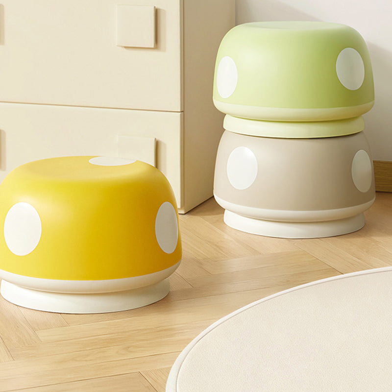 Contemporary Creative Kids PP Plastic Mushroom Shape Round Low Stool Stackable For Entryways, Living Room, Bedroom