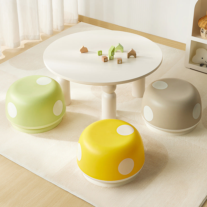 Contemporary Creative Kids PP Plastic Mushroom Shape Round Low Stool Stackable For Entryways, Living Room, Bedroom