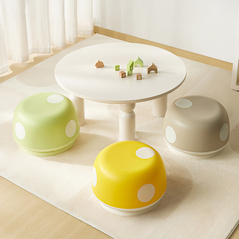 Contemporary Creative Kids PP Plastic Mushroom Shape Round Low Stool Stackable For Entryways, Living Room, Bedroom