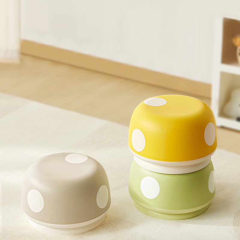 Contemporary Creative Kids PP Plastic Mushroom Shape Round Low Stool Stackable For Entryways, Living Room, Bedroom