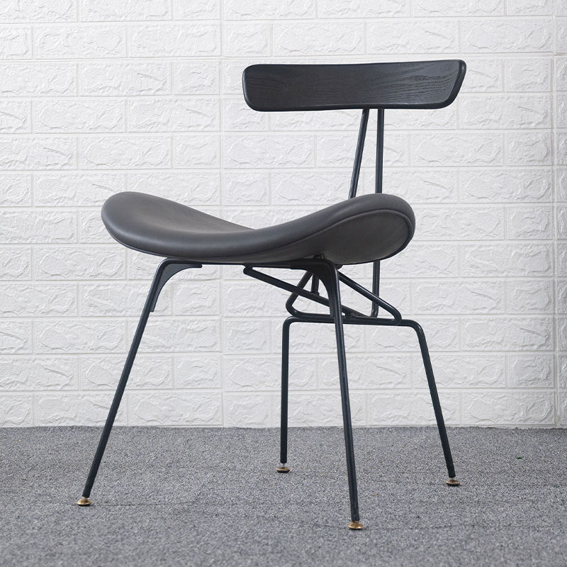 Contemporary Industrial Iron Bent Plywood PU Leather Ants Dining Chair Backrest Armless For Dining Room