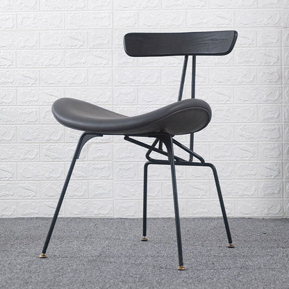 Contemporary Industrial Iron Bent Plywood PU Leather Ants Dining Chair Backrest Armless For Dining Room