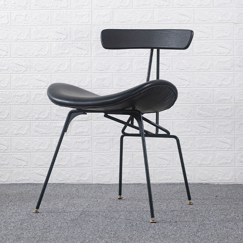 Contemporary Industrial Iron Bent Plywood PU Leather Ants Dining Chair Backrest Armless For Dining Room