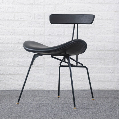 Contemporary Industrial Iron Bent Plywood PU Leather Ants Dining Chair Backrest Armless For Dining Room