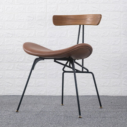 Contemporary Industrial Iron Bent Plywood PU Leather Ants Dining Chair Backrest Armless For Dining Room