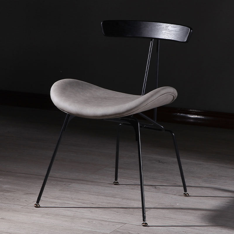Contemporary Industrial Iron Bent Plywood PU Leather Ants Dining Chair Backrest Armless For Dining Room